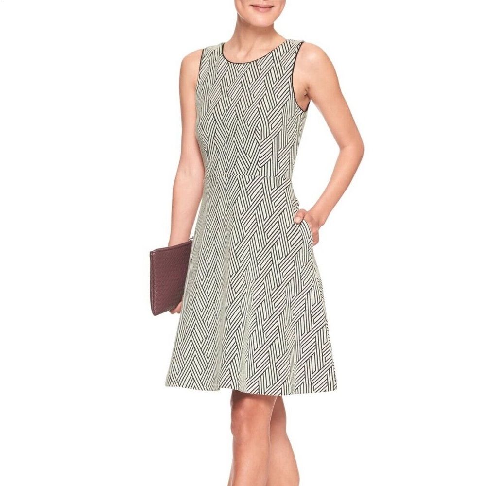 Banana Republic Geo Jacquard Fit and Flare Dress
